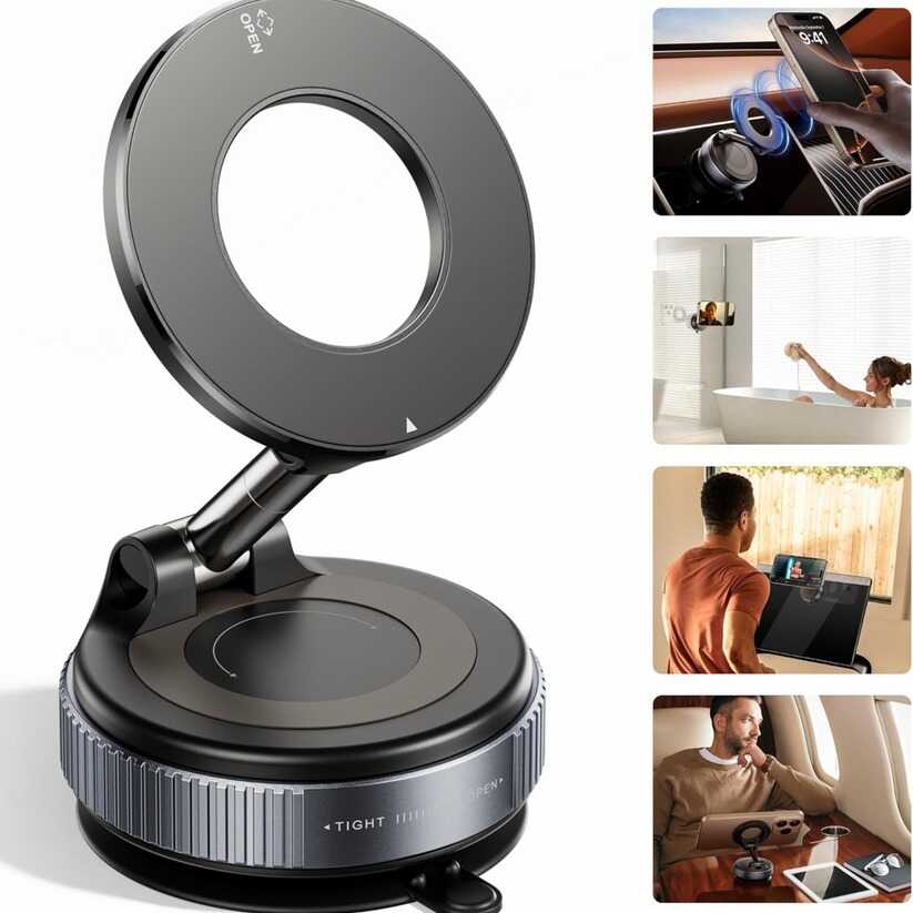 Supporto magnetico PERFT per telefono universale regolabile 360° con ventosa a vuoto + Penna Touch Universale™ PERFT