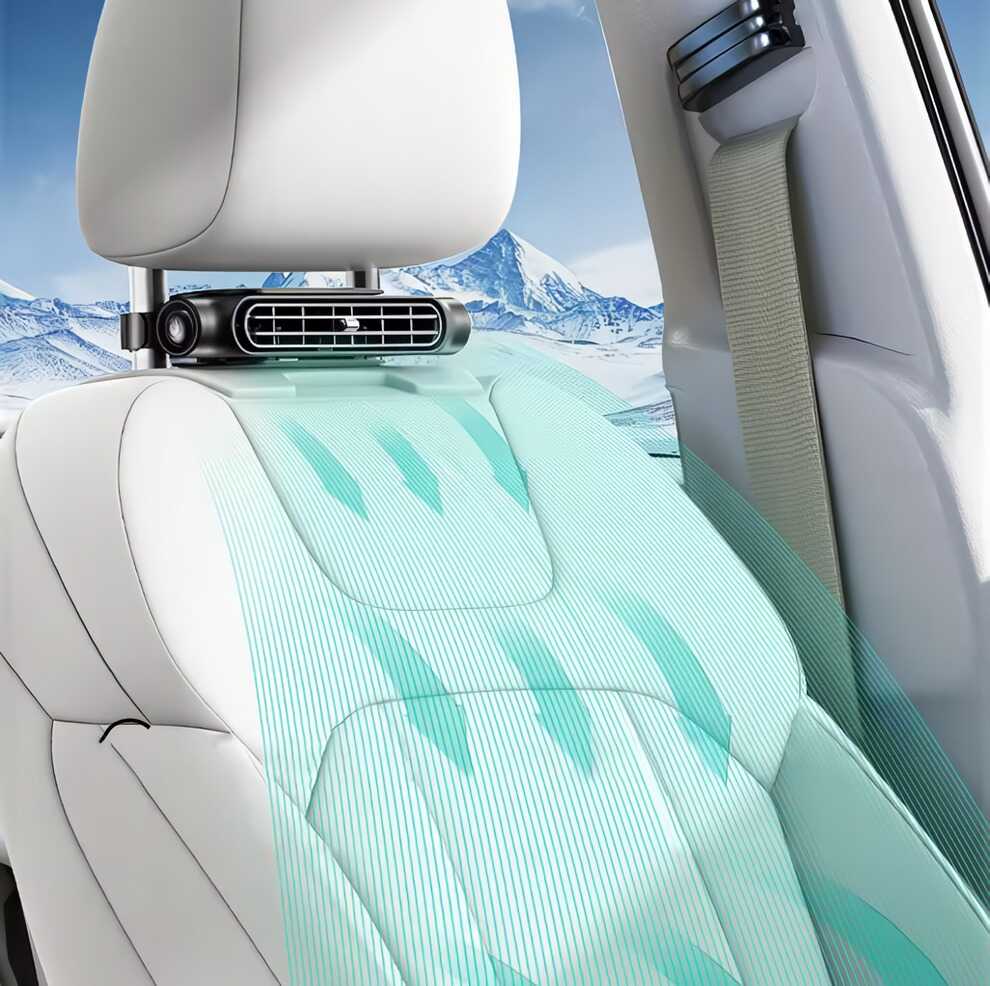 Ventilatore di raffreddamento sedile auto + Adesivi antipioggia per specchietti e vetri laterali con visibilità chiara e applicazione rapida™